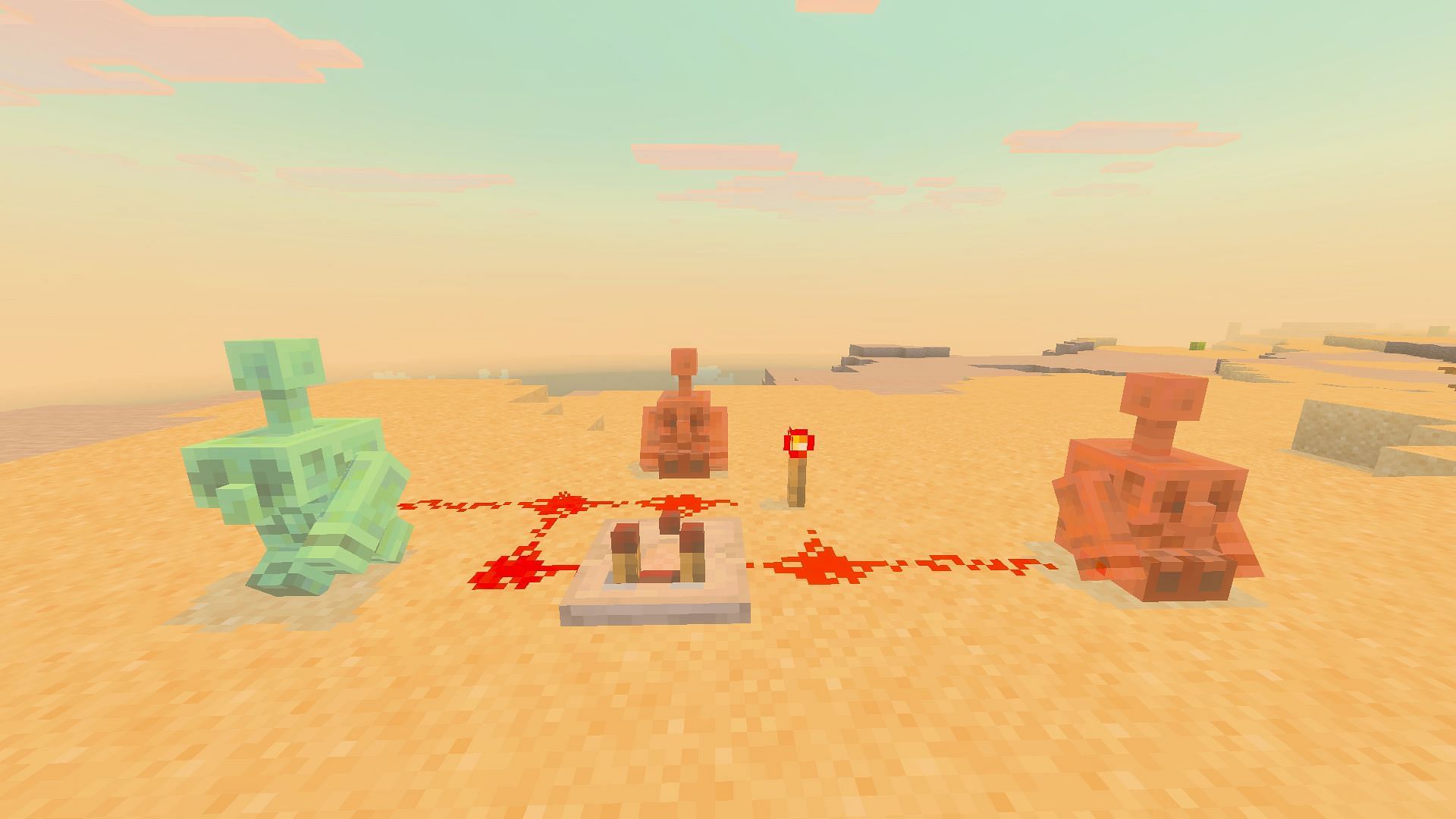 Use the Minecraft copper golem statue to create unique combination-based contraptions or place it like a unique piece of decoration for your base (Image via Sportskeeda Gaming || Mojang Studios)